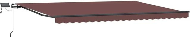 vidaXL Markise manuell mit LED-Beleuchtung aus Aluminium und Polyester, Braun, B: 500 cm, T: 300 cm - Bild 1