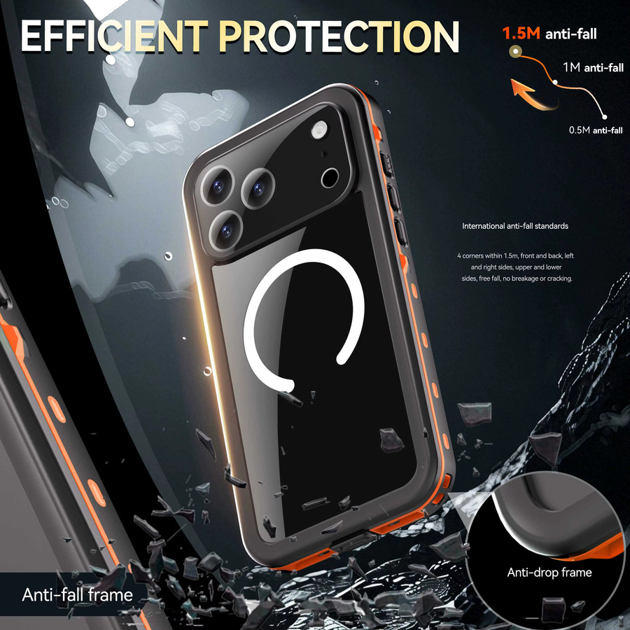 Shellbox IP68 wasserdichte Handyhülle für iPhone 17 Pro Max, iPhone 17 Pro, iPhone 17 Air und iPhone 17, stoßfest und staubdicht, Schwarz - Bild 3