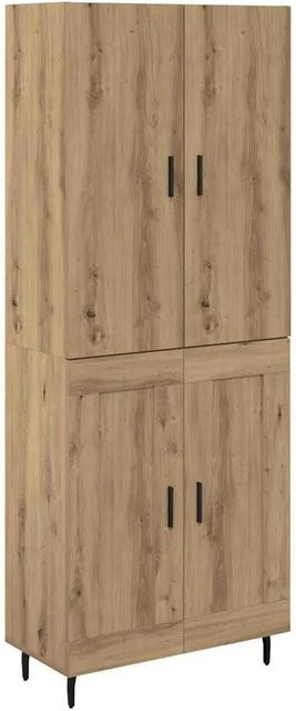 vidaXL Highboard 2-teilig in Artisan-Eiche mit Glastüren und Regalen, B/T/H: 120 x 34 x 69,5 cm - Bild 1