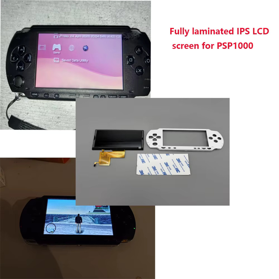 PSP1000 Ersatz-Display mit vollständig laminiertem IPS-LCD und maßgeschneiderter Oberabdeckung in Schwarz - Bild 2