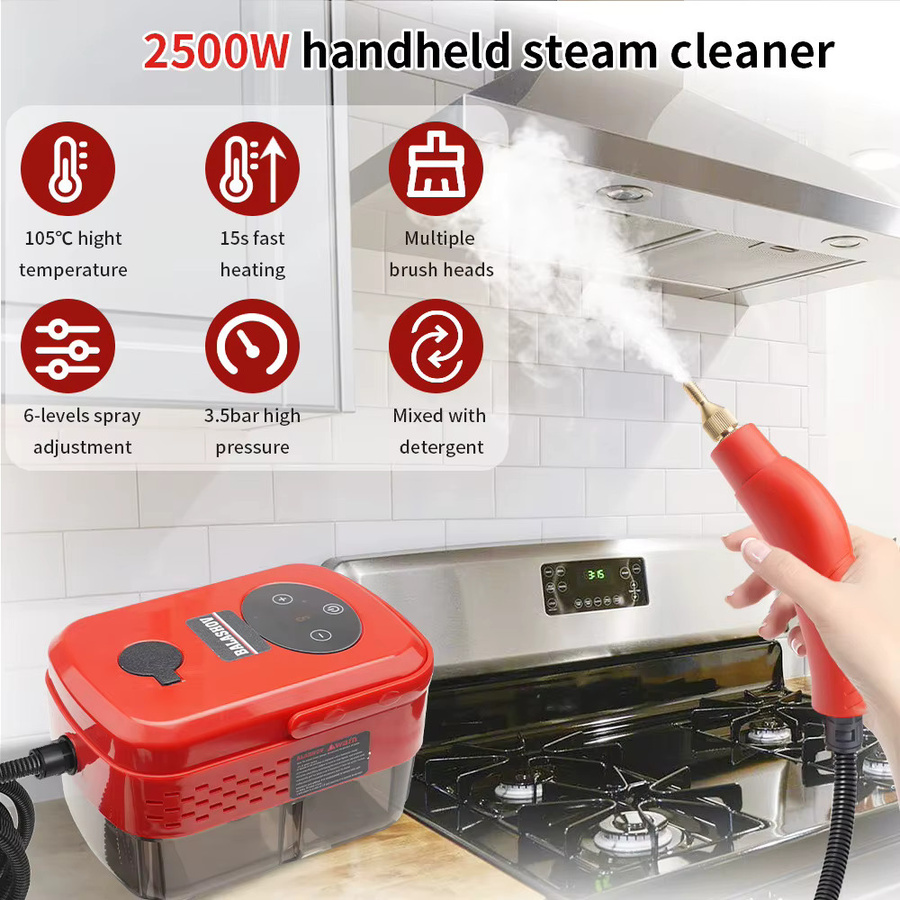 Handheld Dampfreiniger BALASHOV Hochtemperatur-Dampfmaschine für Haushalt und Küche in Weiß-Rot - Bild 2