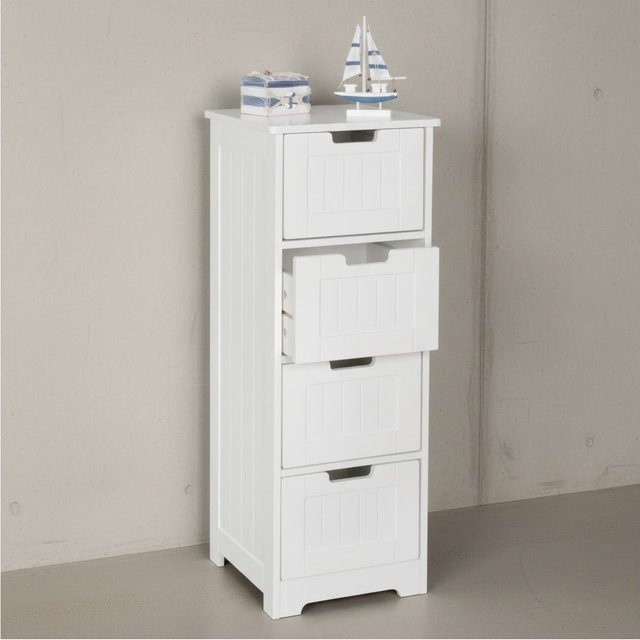 KADIMA DESIGN Badkommode im Landhausstil in Weiß mit 4 Schubladen und Ablagefläche, B/T/H: 30 x 30 x 83 cm - Bild 1