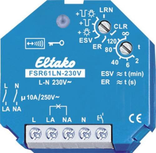 Eltako Funk-Schaltaktor FSR61LN-230V Unterputz in Blau mit 2000W Schaltleistung und 30m Reichweite - Bild 1