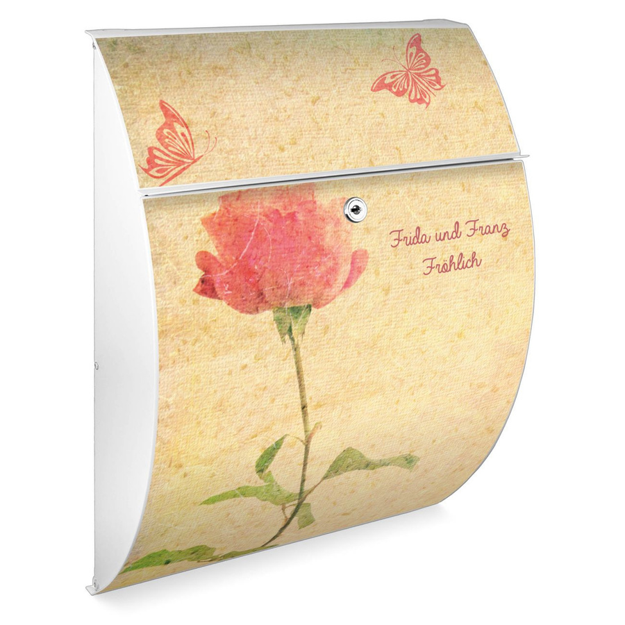 Burg-Wächter Design Briefkasten Anthrazit Grau aus verzinktem Stahl mit Motiv WT Romantik, großer Postkasten mit Öffnungsstopp und A4 Einwurf, B/T/H: 46,0 x 33,5 x 13,0 cm - Bild 1