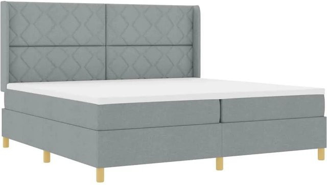 vidaXL Boxspringbett mit Matratze in Grau aus Stoff mit Polsterrahmen B/T: 200 x 200 cm - Bild 1