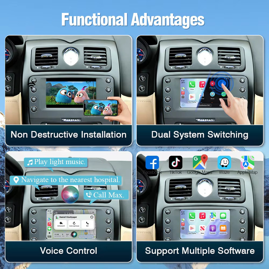 AUTOTOP Kabelloses Android Auto und CarPlay Modul mit GPS-Navigation für Maserati Quattroporte, GranTurismo, GT und GranCabrio inklusive Mirror Link - Bild 5