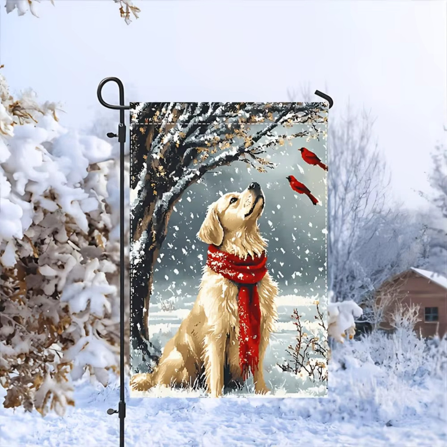 VIKAMA Weihnachtsgartenflagge Golden Retriever Winter Outdoor-Dekoration Mehrfarbig B: 30,0 cm, H: 45,0 cm, T: 30,0 cm - Bild 5