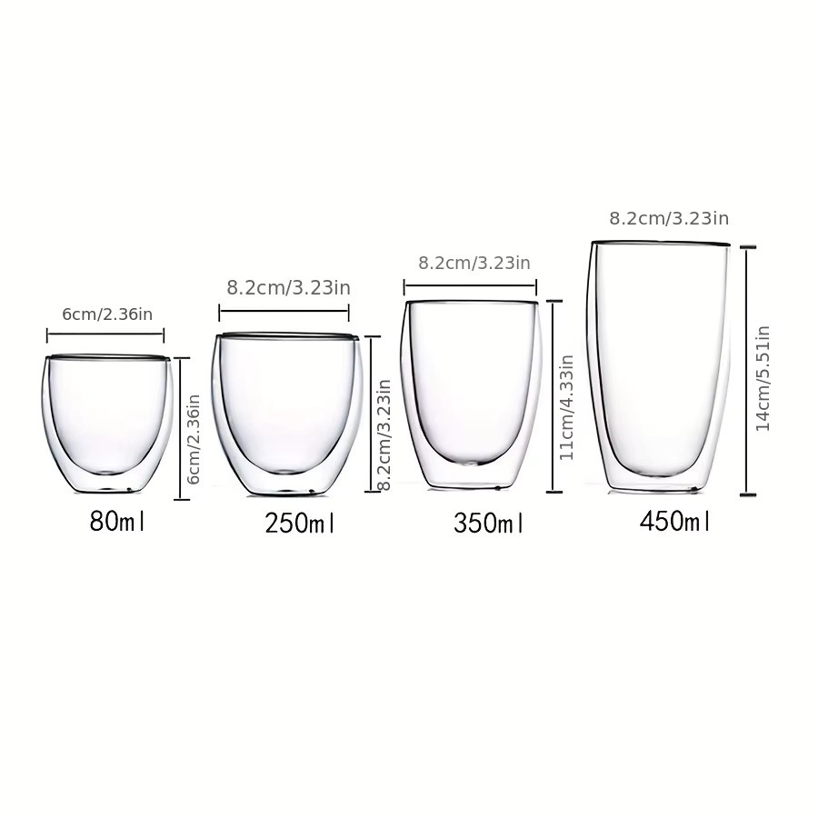 LOULONG Doppelwandige Glasbecher Transparent Handgefertigte Wärmeisolierende Tumbler für Espresso, Tee und Whisky mit 80 ml Volumen - Bild 5