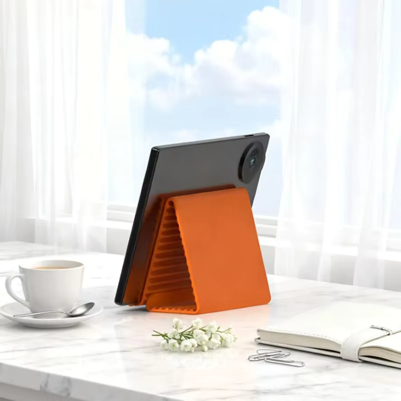 Multifunktionaler faltbarer Desktop-Halter für Telefon, Tablet und Laptop in Orange - Bild 2