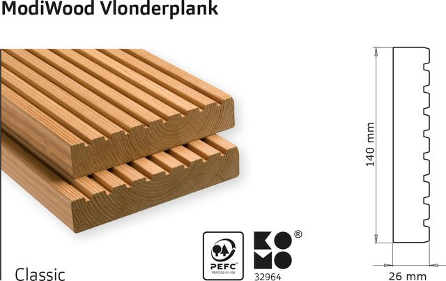 Terrassendielen Classic thermisch modifiziert, Länge: 390 cm - Bild 1
