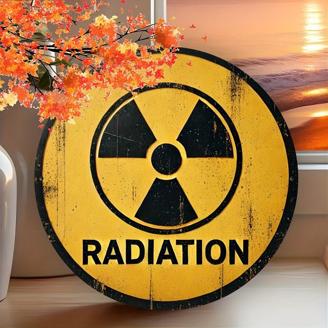 Rundes Aluminium-Wandschild Radiation von EAS in Gelb, Durchmesser: 20,3 cm - Bild 1