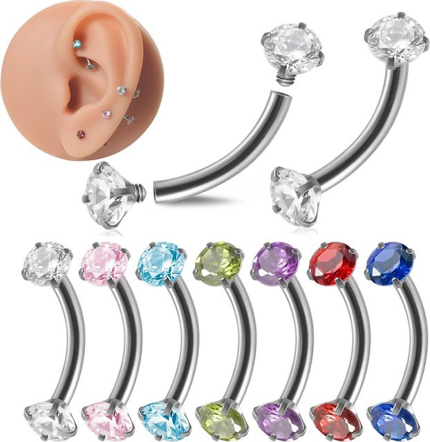 Dreamlee Piercing Barbell Stud, Edelstahl, Zirkonia, Silber, Unisex - Bild 1