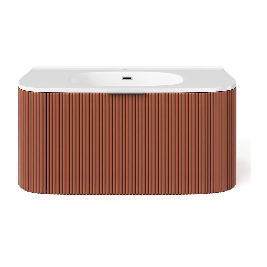 Vente-unique Einzelwaschtisch Lomeri in Terracotta, matt und gerillt, Breite: 99 cm, Tiefe: 50 cm, Höhe: 45 cm - Bild 2
