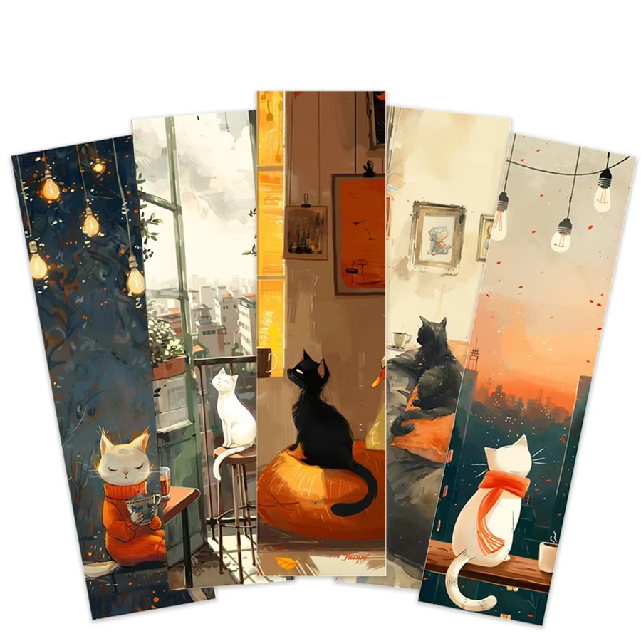 32 Stück Lesezeichen mit Herbst-Katzenmotiv in Mehrfarbig, kreative künstlerische Designs aus Papier - Bild 2
