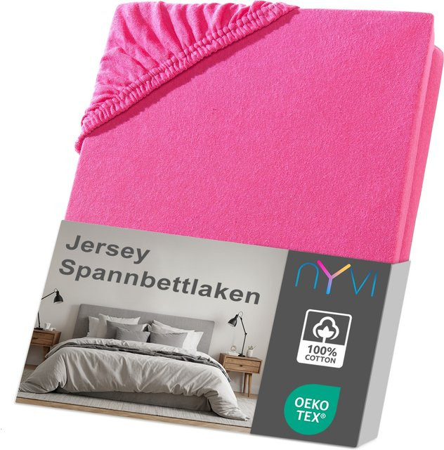 NYVI DreamScience Jersey Spannbettlaken in Pink, Bügelfrei mit Rundumgummizug für Matratzen bis 22 cm Höhe, B/T: 140 x 200 cm oder 160 x 200 cm - Bild 1