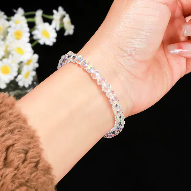 Armband, bunte Kristall Glas Rondelle Perlen, Damen - Bild 2