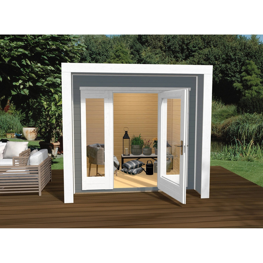 WEKA Gartenhaus Design 263 aus Massivholz in Grau mit Flachdach B/H/T: 245 x 227 x 235 cm - Bild 2