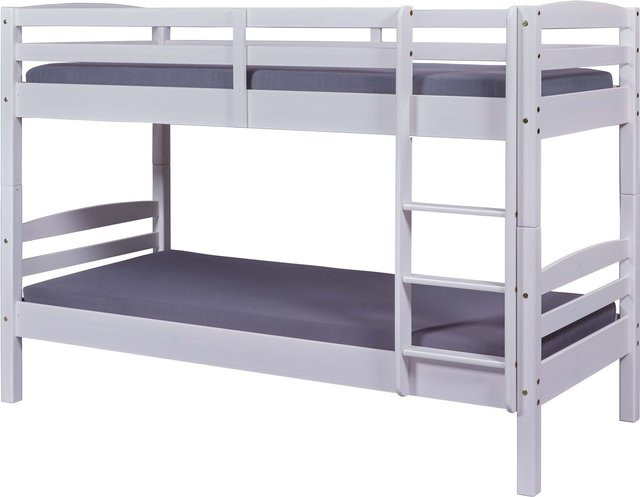 Inter Link Kinder Etagenbett Annika aus Kiefer Massivholz, Weiss lackiert, B/T/H: 90 x 200 x 146,5 cm - Bild 1