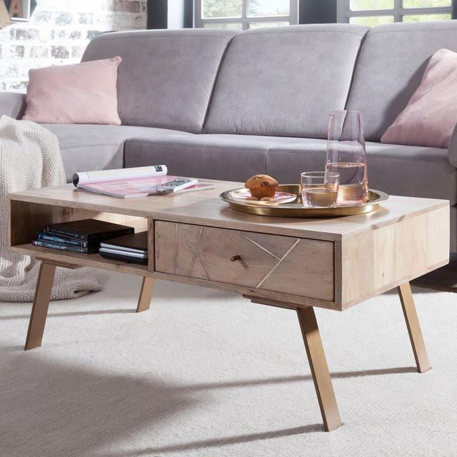 Couchtisch aus Massivholz von Finebuy in Braun im Landhaus-Stil mit Breite: 95 cm - Bild 1