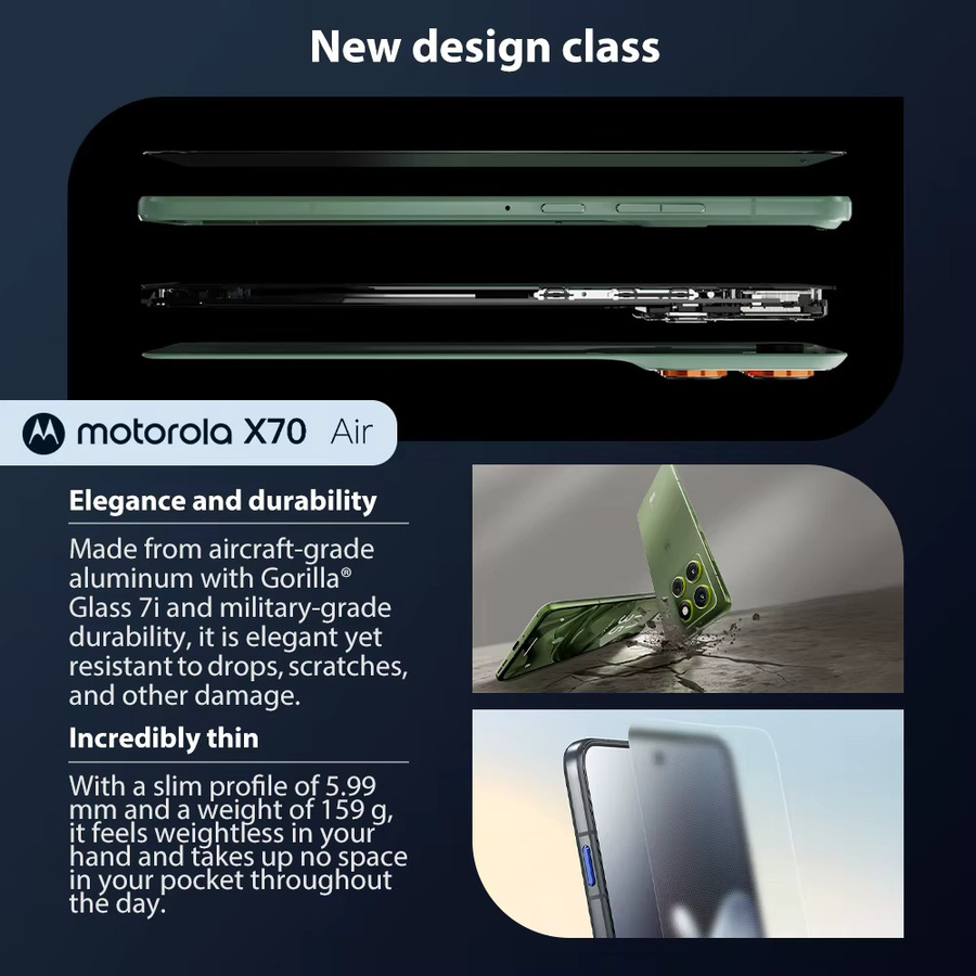 Motorola Edge 70 Smartphone mit Global ROM, Snapdragon 7 Gen 4, 6,7 Zoll 120 Hz Display, 50 MP Hauptkamera und 4800 mAh Akku in Schwarz - Bild 4
