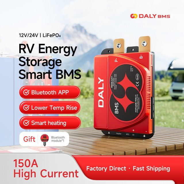 Daly Smart BMS Schutzplatine für LFP 3.2V Batterien mit Bluetooth und Heizfunktion, Farbe: Rot - Bild 1