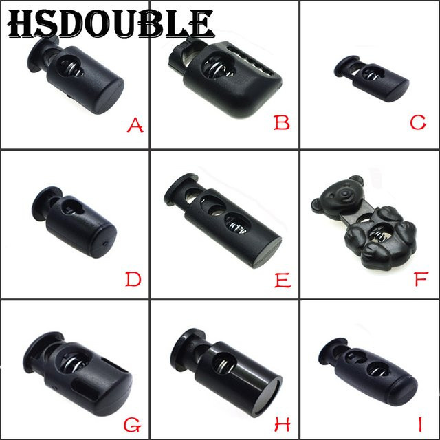 HSDOUBLE Cord Lock Toggle Clip Stopper aus Kunststoff in Schwarz, 10er Paket - Bild 1