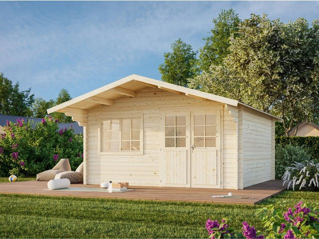 Palmako Gartenhaus Britta aus Holz, Lackiert Dunkelgrau-Weiß, B/T: 426 x 426 cm - Bild 1
