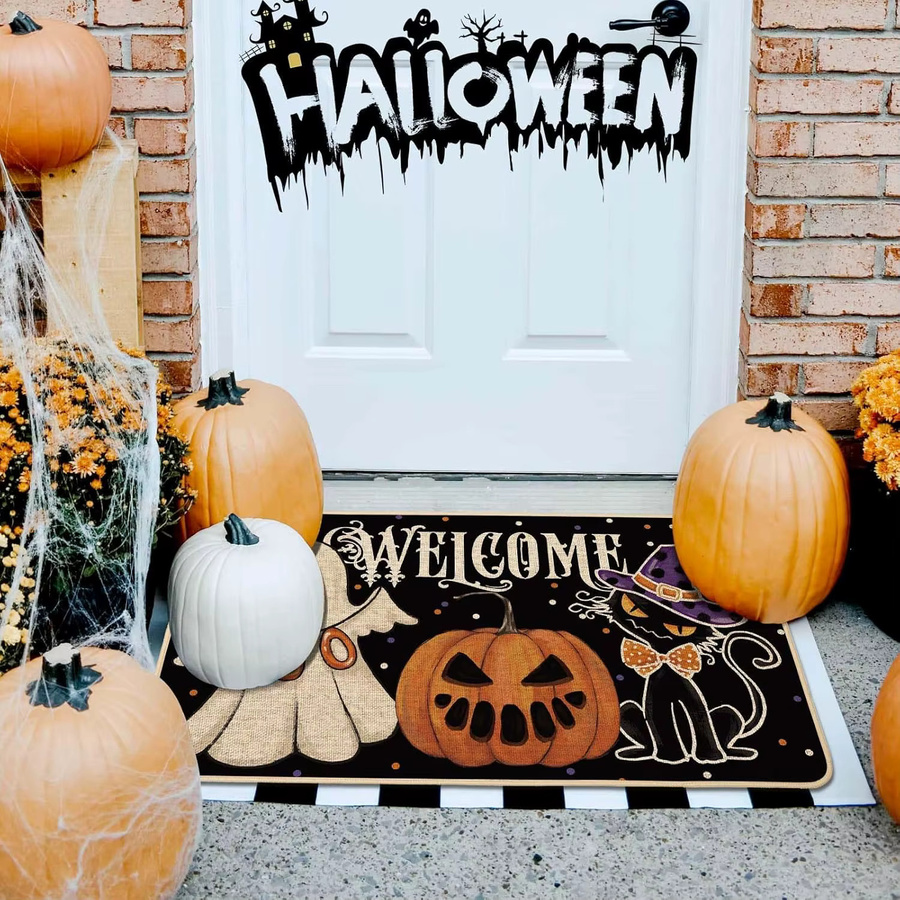 VIKAMA Halloween-Fußmatte mit Geister-Kürbis-Muster, schmutzabweisender Teppich für Eingangsbereich und Flur, B/T: 60 x 40 cm - Bild 3
