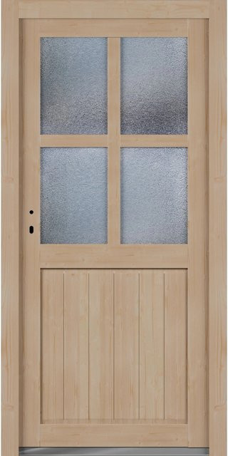 Roro Nebeneingangstür OHE 1007 Fichte mit Glaseinsatz, Braun, B: 98 cm, H: 198 cm, DIN Links - Bild 1