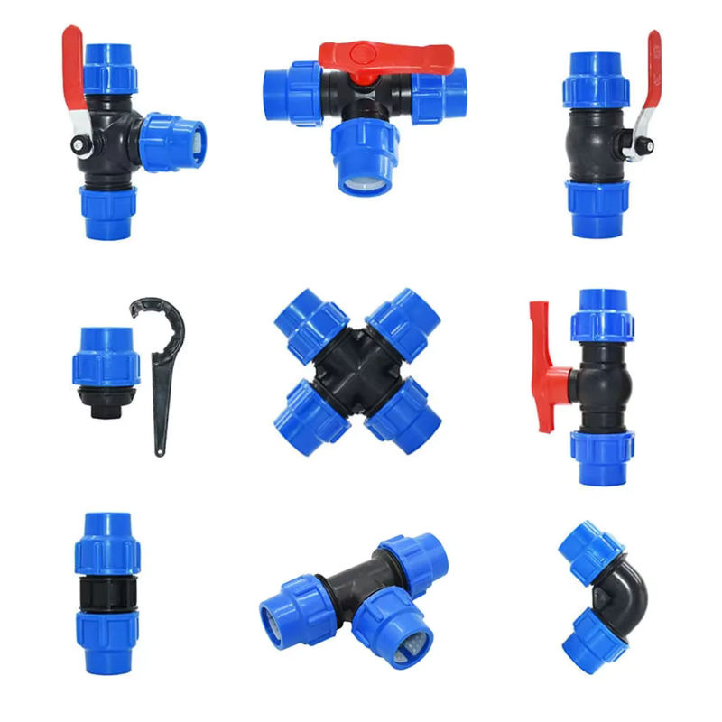XGYN PE Kunststoff Schnellkupplung Set mit Kugelhahn, T-Stück, Ellenbogen und Kreuz für Wasserrohre - Bild 5