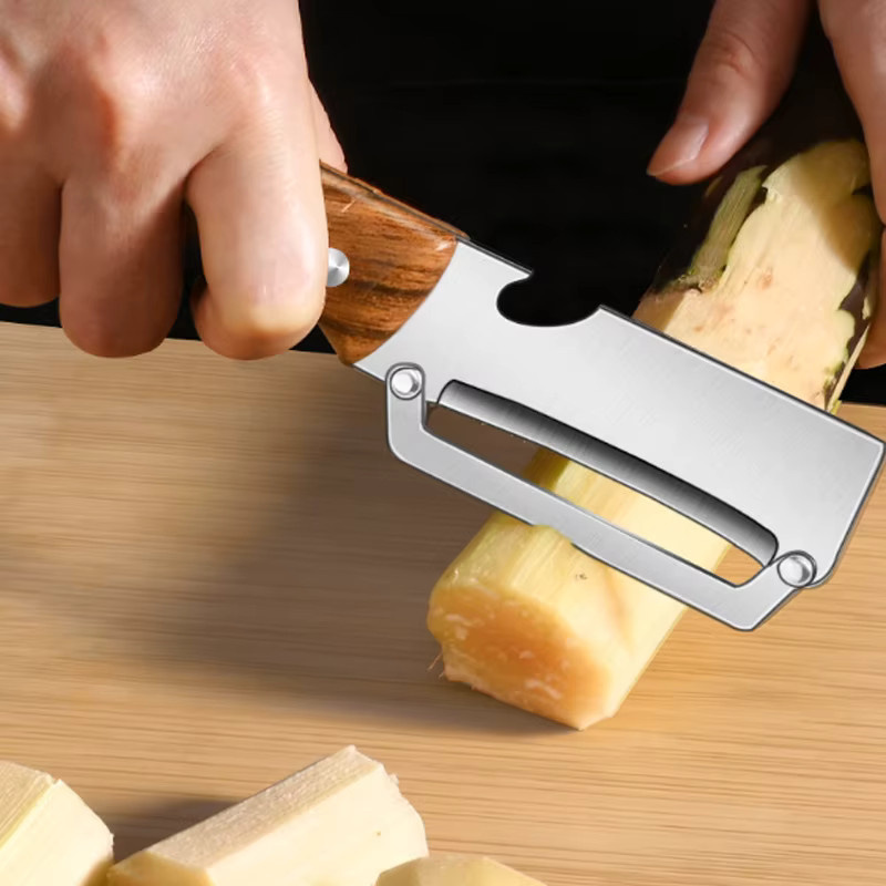 WXCOO 3-in-1 Multifunktionaler Edelstahl-Küchenschäler in Silber für Obst und Gemüse mit Frühlingszwiebel-Schneider und Flaschenöffner - Bild 4