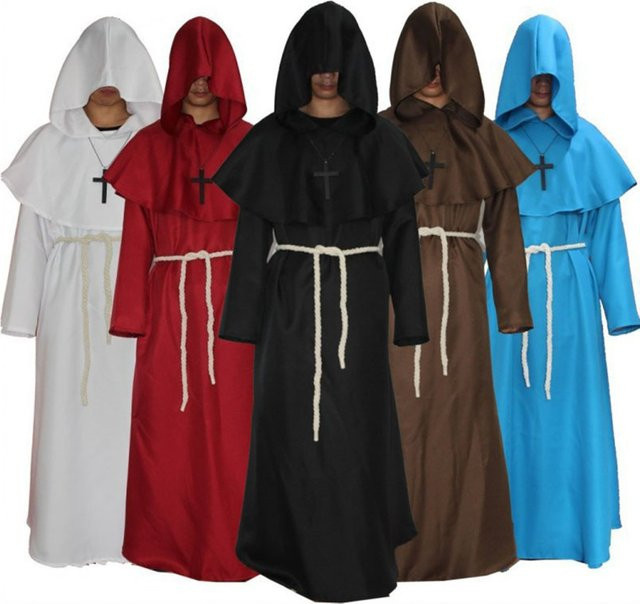 ZOBOTT Ritter Mittelalterlicher Mönch mit Kapuze, Cosplay Kostüm, Unisex - Bild 1