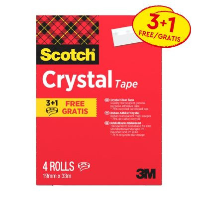 Scotch Klebeband Crystal transparent glänzend Breite: 19 mm, Länge: 33 m, 4 Rollen - Bild 1