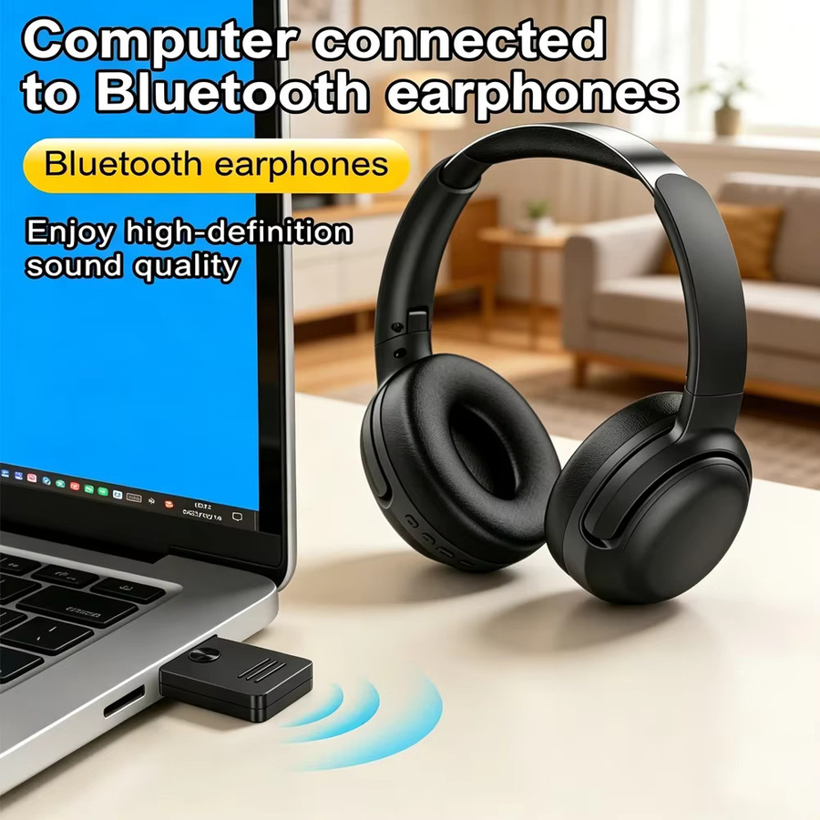 KEBIDU Bluetooth 6.0 Audio-Empfänger USB-Dongle in Schwarz für Lautsprecher und Kopfhörer - Bild 2