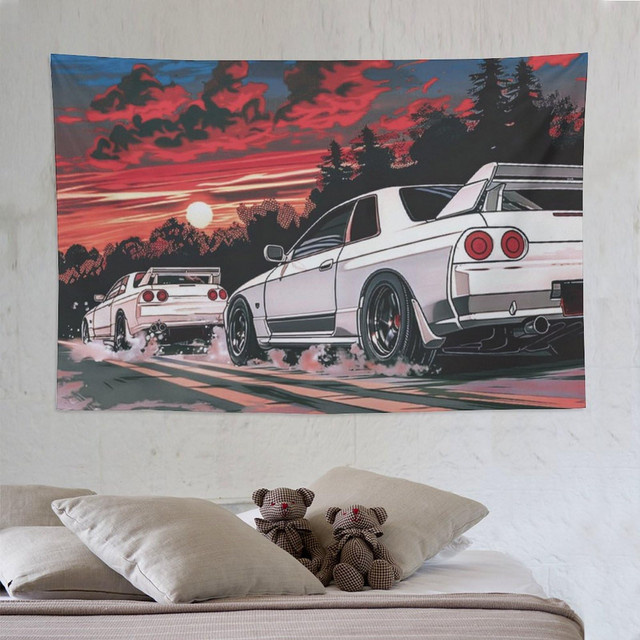 VIKAMA Resurrection Racing Sunset Wandteppich aus Textil, Mehrfarbig, Breite: 160 cm, Höhe: 120 cm - Bild 1