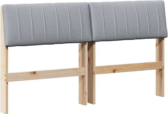 vidaXL Gepolstertes Kopfteil aus Massivholz in Hellgrau, Breite: 135 cm - Bild 1