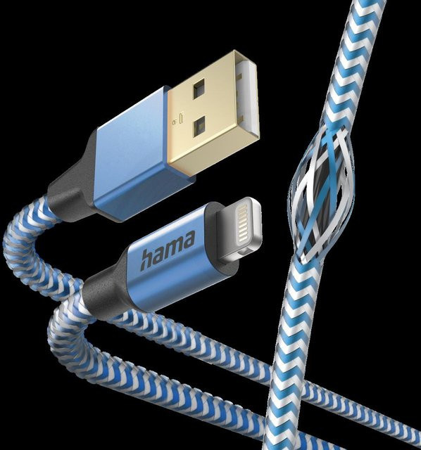 Hama Ladekabel Reflective Nylon USB-A auf Lightning in Blau, 1,5 m - Bild 2