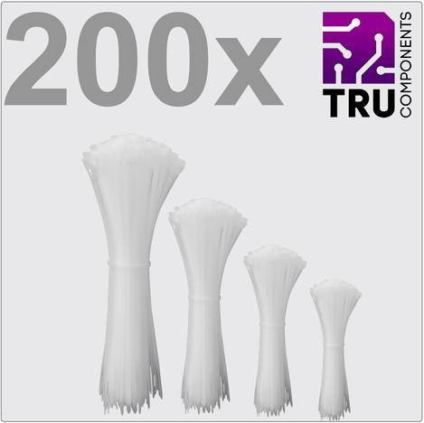 TRU COMPONENTS Kabelbinder Weiß 3,6 mm UV-stabilisiert 200 Stück - Bild 1