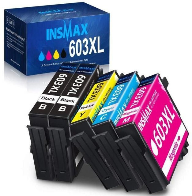 INSMAX Tintenpatronen 603XL Set, kompatibel mit Epson, 5er-Pack in Schwarz und Multicolor - Bild 1