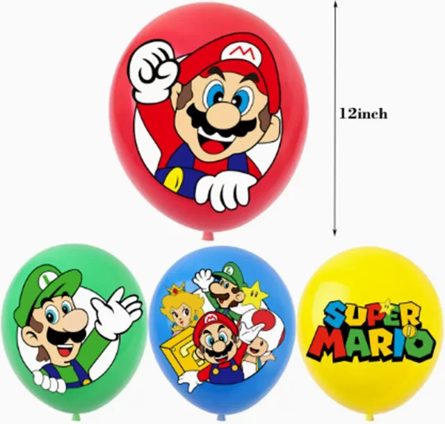 Bandai Mario Bros Party Ballon-Set mit Cartoon-Figuren und Sternen für Kindergeburtstage aus Latex - Bild 1