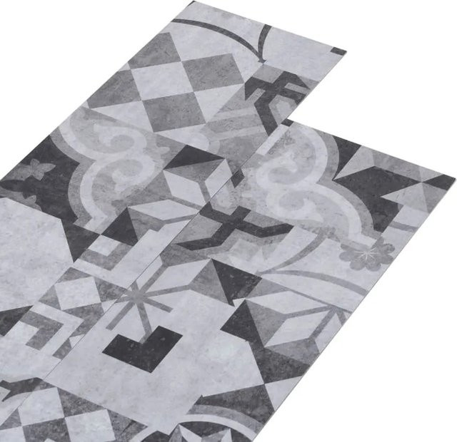 DELUKE Vinylboden PVC-Dielen selbstklebend in Grau mit modernem Muster, wasserfest und rutschfest, 5,02 m² - Bild 1