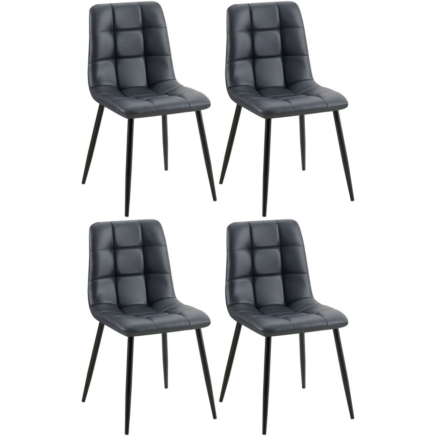 4er Set Esszimmerstühle DELUKE FANOR aus Kunstleder in Schwarz mit Stepp-Muster, B/T/H: 45 x 55 x 84 cm - Bild 2