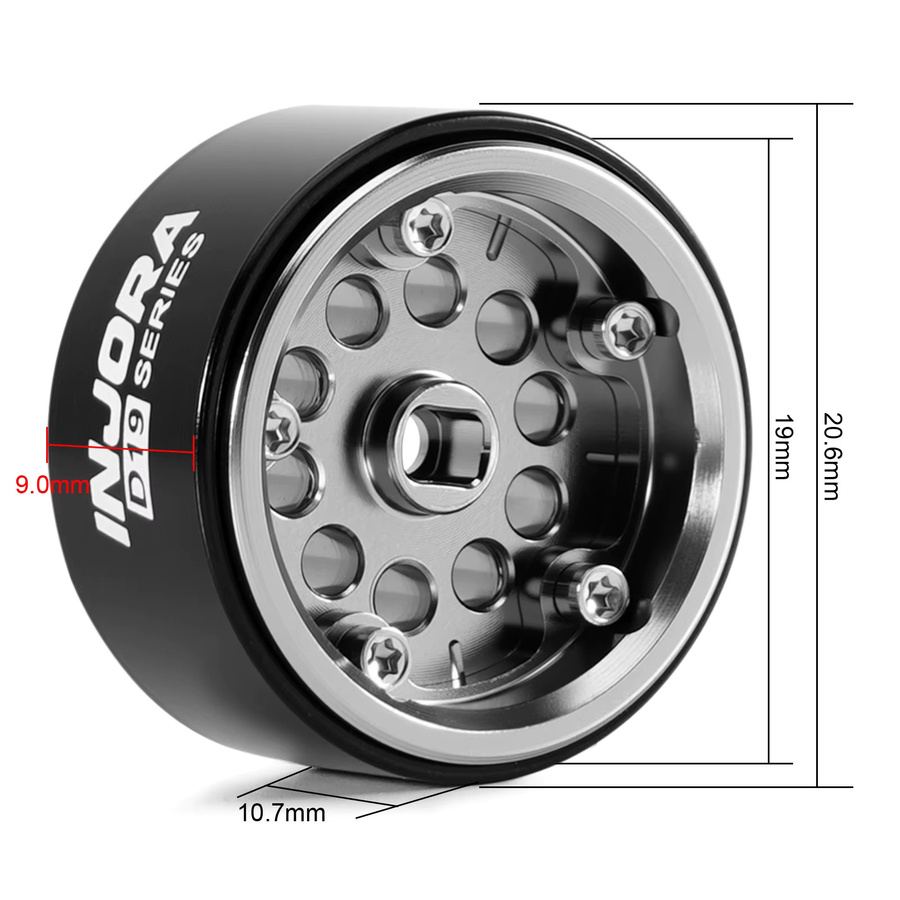 INJORA D19 0,7-Zoll-Aluminium-Beadlock-Räder für 1/30 Axial SCX30, Metall, Zubehör - Bild 4