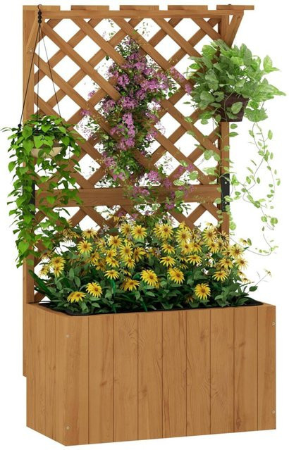 Outsunny Hochbeet in Holzoptik braun, B/H/L: 33 x 122 x 64 cm - Bild 1
