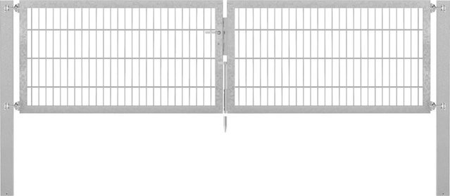 Doppeltor Flexo Plus aus Stahl in Silber, Breite: 300 cm, Höhe: 80 cm, inklusive Pfosten mit Maßen 100 x 100 cm, feuerverzinkt - Bild 1