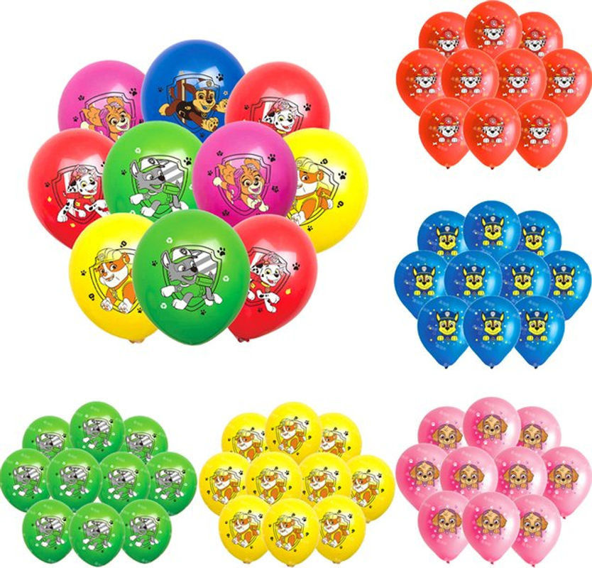 10er Set Paw Patrol Cartoon Latex Ballons in Mehrfarbig für Kinder Geburtstagsdekoration - Bild 1