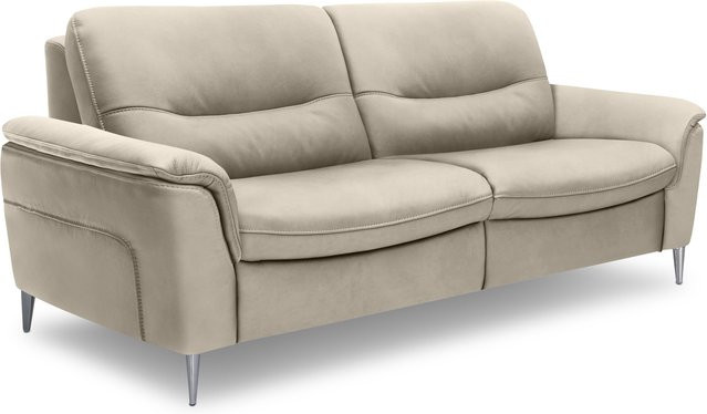3-Sitzer Sofa MONDO PAGERO Modern in Beige und Weiß mit Lederbezug und Armlehnen, B: 228 cm, H: 99 cm, T: 56 cm - Bild 1