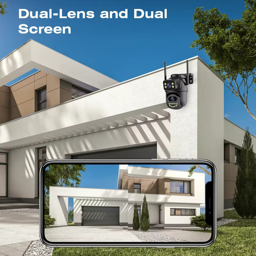 DDBROUGEN 4K 8MP Dual Objektiv IP Kamera mit Dual Screen, Wifi PTZ Outdoor Überwachungskamera mit 4MP AI Auto Tracking, HD Audio Video und iCSee App Unterstützung - Bild 6