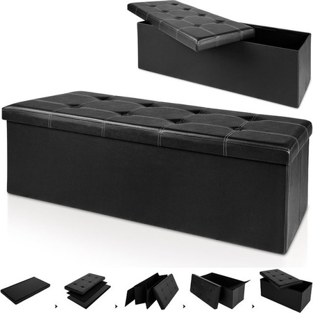 Casaria Sitztruhe in Schwarz mit Kunstlederbezug, B/T/H: 100 x 40 x 40 cm