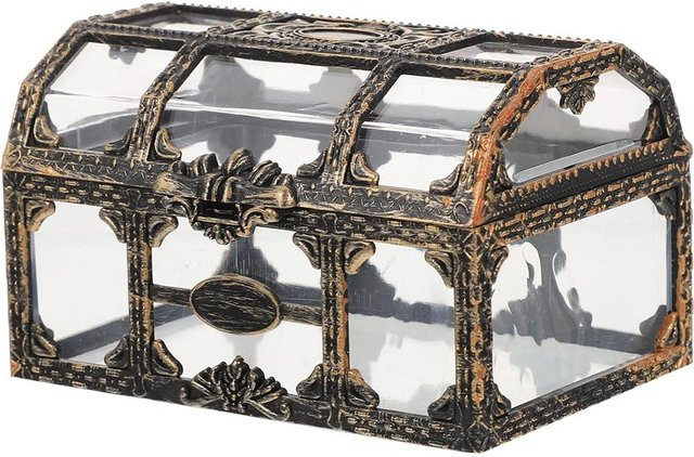 Mini Piratenschatztruhe aus transparentem Kunststoff in Grau als Schmuckschatulle oder Süßigkeitenbox - Bild 1